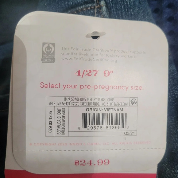Isabel Maternity Bermuda Dark Wash Jean Shorts - Picture 4 of 6